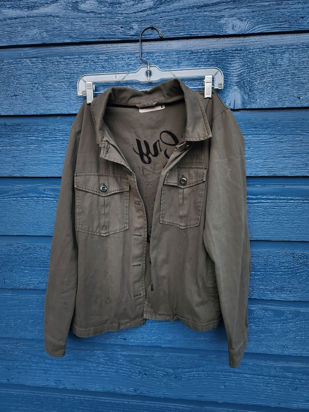 pistola Olive Green Utility Jacket with Front Flap Pockets